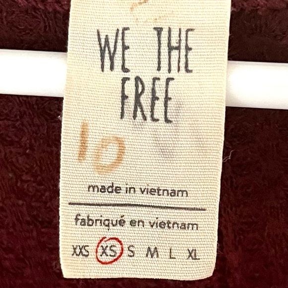 We the Free People Waffle Knit Laguna Thermal Long Sleeve Burgundy Shirt XS - Picture 10 of 12